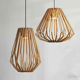Lampes suspendues Style américain Rural Lampe à tête unique Individuelle Géométrie créative Éclairage de club de loisirs en bois