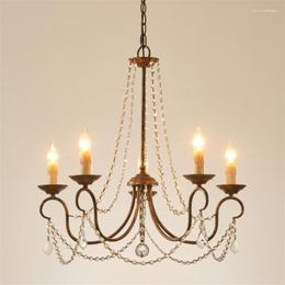 Hanglampen Amerikaanse vintage ijzeren kristallen kwastlampen Franse loft eetkamer woonkamer kandelaar verlichting