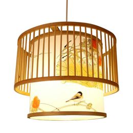Hanger lampen antieke Chinese lichten woonkamer slaapkamer licht klassiek thee huis restaurantlamp bamboe weven led LU807101 -pendant