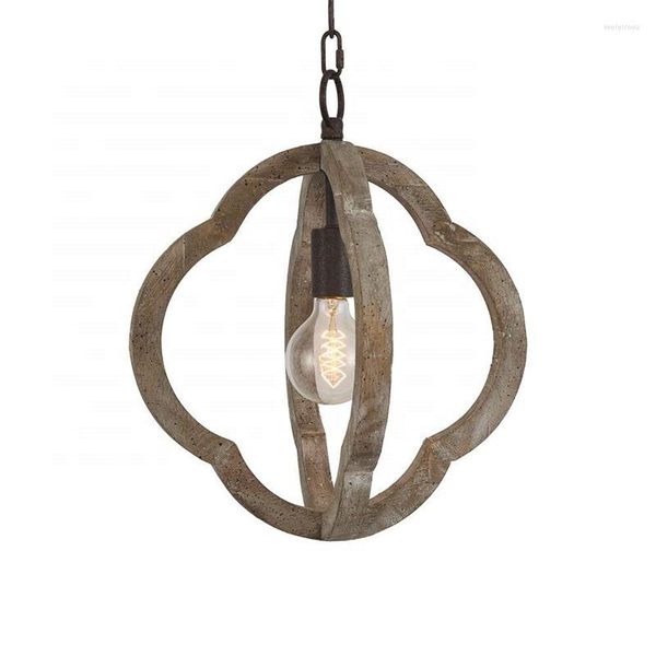 Lampes suspendues Suspension rétro antique Lampe en bois massif Luminaires suspendus vintage 1 Mini petit lustre en bois