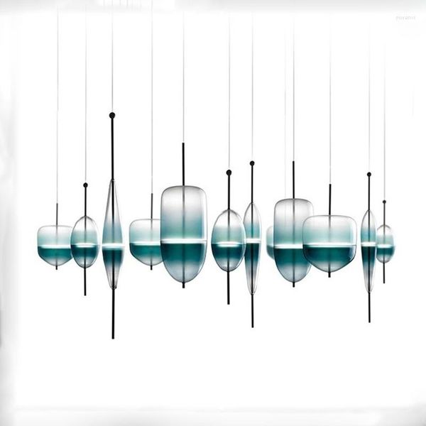 Lampes suspendues Art Deco Huse Gradient Glass Light Modern Color Bottle Drop Pour El Bar Cafe