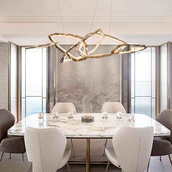 Lámparas colgantes Art Luxury Restaurant Island Chandelier Post-modern Fashion Penthouse Villa Custom Living Room Lamp