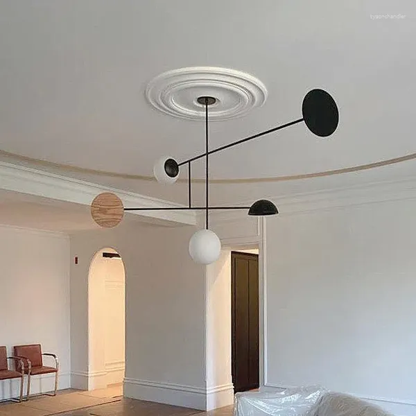 Lampes suspendues Astro Lustre minimaliste rotatif lumière design géométrique pôle suspendu salle à manger intérieur maison café-restaurant