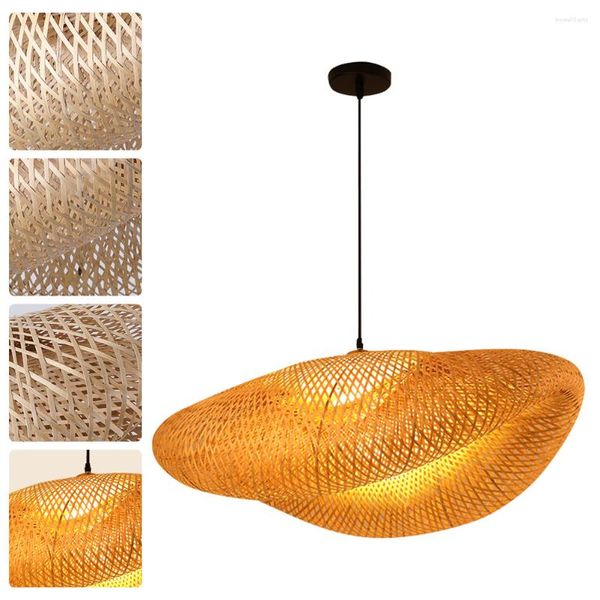 Lampes suspendues Lustre en bambou Accueil Creative Plafonnier El Éclairage Rotin Lampe d'alimentation décorative