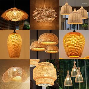 Pendant Lamps Bamboo Lamp Hand Knitted Chinese Style Weaving Hanging 18/19/30cm Restaurant Home Decor Lighting Fixtures