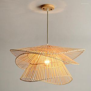 Hanglampen bamboe rieten rattan ambacht bloem tint verlichte makelaar Japans land rustieke vintage hangende plafondlamp woonkamer