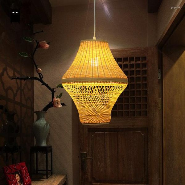 Lampes suspendues Bambou Osier Rotin Lanterne Luminaire Asiatique Plafonnier Suspendu Plafon Avize Lumianria Maison Foyer Couloir