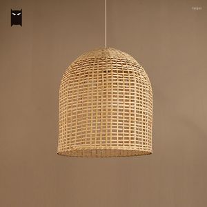 Hanglampen bamboe rieten rattan geweven vat tint lamp fixutre rustieke vintage hangende plafiaign lamp luminaire foyer bed eetkamer