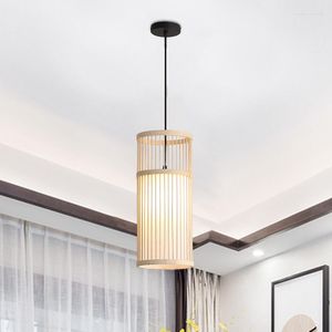 Lampes suspendues Lustre tissé en bambou créatif suspendu lumière ménage Zen salon de thé décoration restaurant japonais allée luminaire en bois