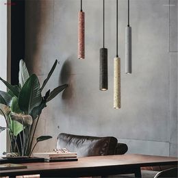 Hanger lampen Bang beton Lamplong Hanglights Loft Industrial Led Terrazzo Cement Lamp Bar Kitchen Art Coffee Shop Licht