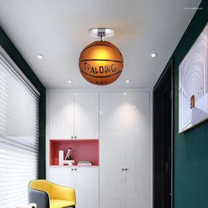 Lampes suspendues Bar Club Décoration Basketball Lampe Plafond Marron Moderne Luminaires Suspendus Chambre D'enfant Porche Lumière