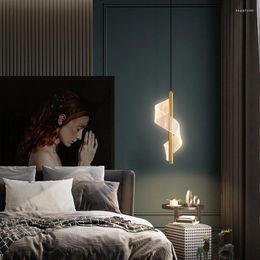 Lámparas colgantes Dormitorio Lámpara de noche Minimalista Luz moderna Sala de estar de lujo Creativo Sola cabeza Pequeña