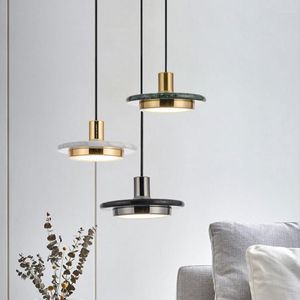 Lampes suspendues Bersi marbre pendentifs lampe nordique créatif lustre cuisine salle à manger chambre chevet décor à la maison lumière dorée