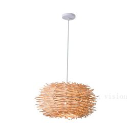 Hanglampen vogel nestlamp lamp lampje Noordse rattan rieten houten handgemaakte el