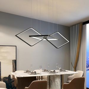 Lampes suspendues Noir LED Plafonniers Moderne Pour Table À Manger Cuisine Salon Maison Design Suspension Lustre Décor Éclairage