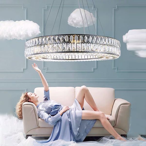 Lampes suspendues Lustres en Cristal de luxe noirs pour salon hall moderne décor à la maison lumières nouvelle lampe suspendue de haute qualité Led Cristal Lustre