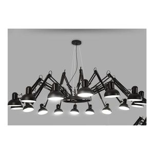 Hanglampen zwarte spin kroonluchter verlichting intrekbare arm retro industri￫le lamp creatief kantoor kleding winkel bar hangend drop dhpfk