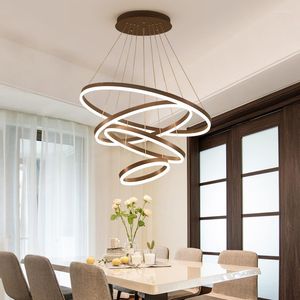 Lámparas colgantes Negro/Blanco 1/2/3/4 Anillos circulares Luces LED modernas para sala de estar Comedor Dormitorio Suspensión Lámpara colgante