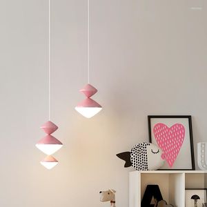 Hangende lampen zwart/wit/roze/blauwe ijzeren lichten LED plafondlamp slaapkamer studie restaurant hangen voor
