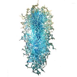 Hanglampen blauw led sparende lichtbron dale chihuly -stijl hand geblazen murano glazen kristal kroonluchter