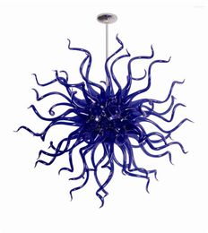 Lámparas colgantes Boca azul Araña de vidrio soplado Decoración de arte Diseñador Cristal de Murano para decoración de bodas