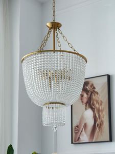 Lampes suspendues Style pastoral bohème Lustre en perles chaudes pour chambre à coucher American Country Restaurant Villa Vêtements Sore Designer