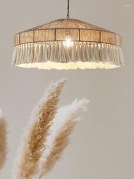 Hanglampen Bohemian Wabi Sabi Natural Tassel Nordic Country Living Keuken El handgemaakte geweven rotan resortlamp