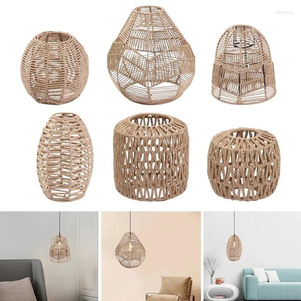 Lampes suspendues Boho abat-jour papier rotin tissé à la main en osier abat-jour luminaire lustre lumières couverture décor à la maison