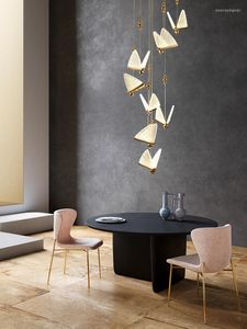 Hanglampen vlinder kroonluchter kroonluchter Luxe bed LED Single Head Creative Restaurant Bar Staircase Duplex Lamp