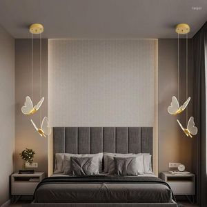 Lámparas colgantes Mariposa LED Lámpara colgante Lámpara de noche nórdica Luz de dormitorio moderna Restaurante de lujo Decoración de sala de estar