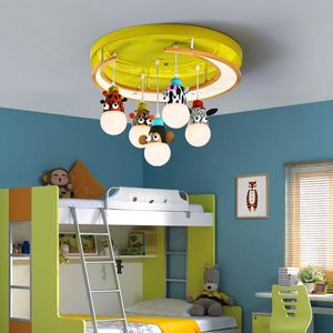 Lampes suspendues dessin animé lumière LED lampe de chambre d'enfant créative lune tête d'animal décoration de pépinière lampe suspenduependentif