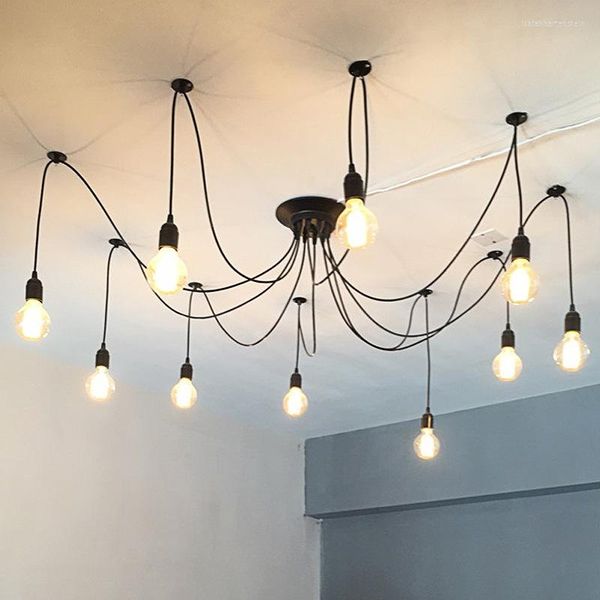 Lampes suspendues plafond suspendu rétro lumière moderne Mini Bar Vintage lampe cordon clair fer Cage décorations de noël pour la maison