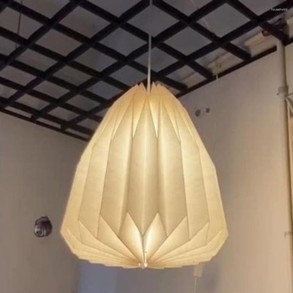 Lámparas colgantes Araña para sala de estar Papel creativo nórdico Origami Linterna Sombra Luz plegable Arte Decoración Accesorio colgante