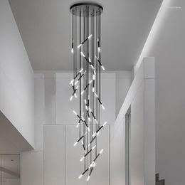 Lampes suspendues lustre pour escalier 2023 design moderne LED pendentif lampe hall et salon lustres plafonniers