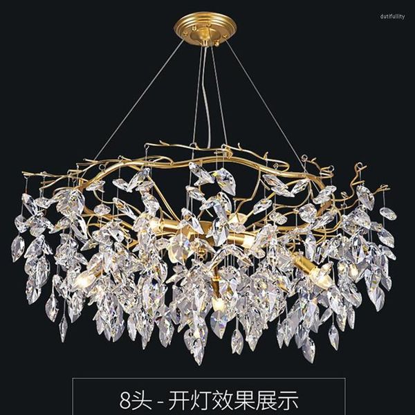 Lampes suspendues Lustre Lustre Lampe en cristal Branche d'or Lamparas Modernas Salones El Grandes Moderne LED