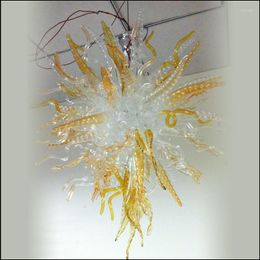 Lampes suspendues Chihuly Lustres en verre de Murano Est Éclairage Art déco Soufflé à la main LED Lustre jaune