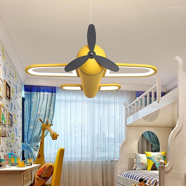 Lámparas colgantes Lámpara de la habitación de los niños Boy Estudio Personalidad Nórdico Pequeño Avión Americano Simple Moderno Dormitorio Araña