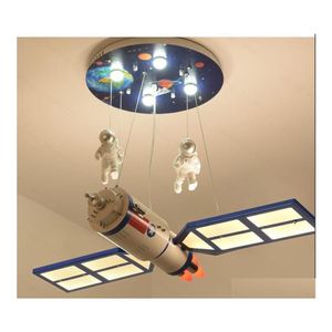Lámparas colgantes Habitación para niños Espacio Satélite Led Araña Control remoto Accesorio de iluminación para niños Dormitorio Guardería Dibujos animados Colgando Dh3Vc