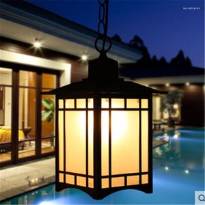 Lampes suspendues Chine Simple Lustre Carré En Plein Air Humidité Villa Jardin Lumières Atmosphère Balcon Couloir En Aluminium Lampe ZL524