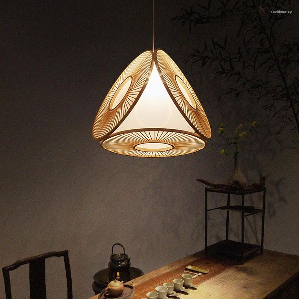 Lampes suspendues Chinois Bambou Led Lustre Restaurant Maison Art Lampe Creative Salon Chambre Suspensions Lumières Décor À La Maison