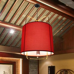 Lampes suspendues chinois rouge en peau de mouton lanterne lustre ancien vent ceinture projecteurs créatif rétro salle à manger suspension lampe