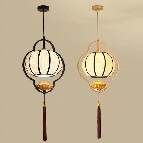 Lampes suspendues Restaurant chinois Teahouse Lanterne Chambre Lustre Lampe Tissu Art Creative El DroplightPendant