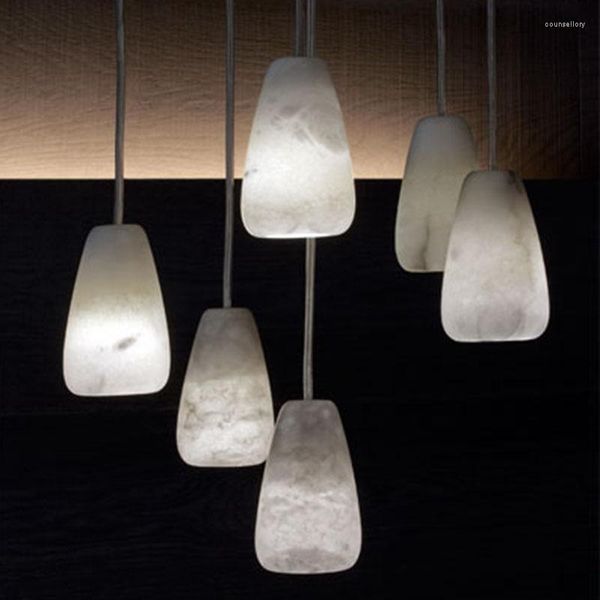 Lampes suspendues Style chinois tout en cuivre salle à manger lustre rétro Villa El Zen thé atmosphère maison éclairage en marbre