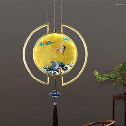 Hanglampen Chinese stijl koperlicht geschilderd email glas in lood hangende lamp thee -kamer woonkamer klassieke kroonluchter