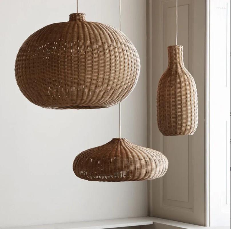 Hanglampen Chinese stijl creatief dorp rotan licht vintage handgemaakte natuurlijke rieten eetkamer café restaurant armatuur