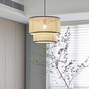 Hanglampen Chinese stijl handmake rattan lamp bamboe hangende loft woonkamer dineren home decor café restaurant lightpendant