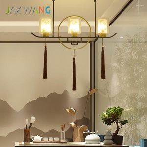 Hanglampen Chinese stijl LED -schaallamp eenvoudig voor eetkamerstudie Slaapkamer Verlichting Huisdecoratie Verlichtingsarmaturen