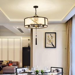 Lámparas colgantes estilo chino sala de estar lámpara simple moderno dormitorio comedor redondo estudio hogar