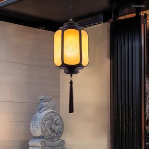 Lámparas colgantes estilo chino al aire libre pequeña luz Park Villa impermeable linterna LED candelabros decoración accesorios de iluminación