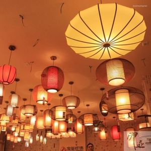 Lampes suspendues Style chinois Restaurant Droplight Creative Salon Chambre Bambou Tissage Asie du Sud-Est Balcon Lampe Japonais